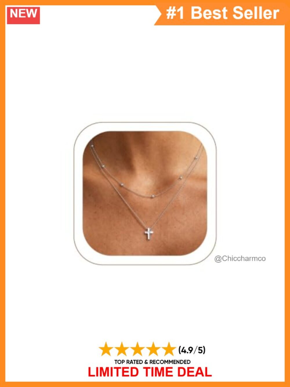 Women's Stainless Steel Cross Pendant Necklace 18-20" Rolo Chain